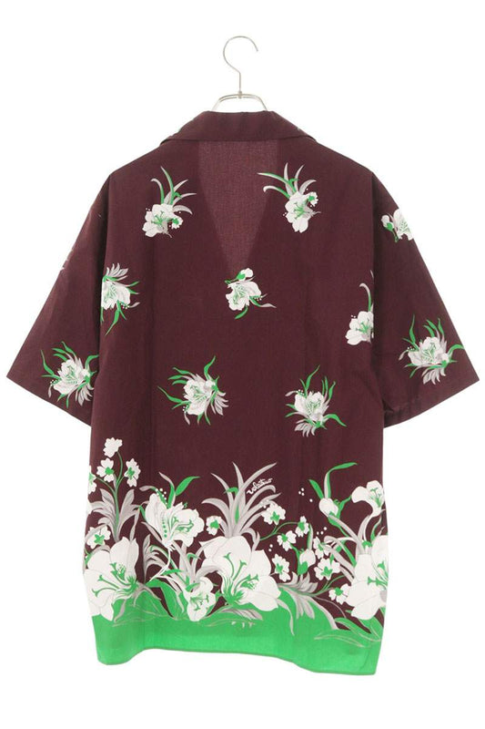 VALENTINO Floral Pattern Short Sleeve Cotton Shirt Size L
