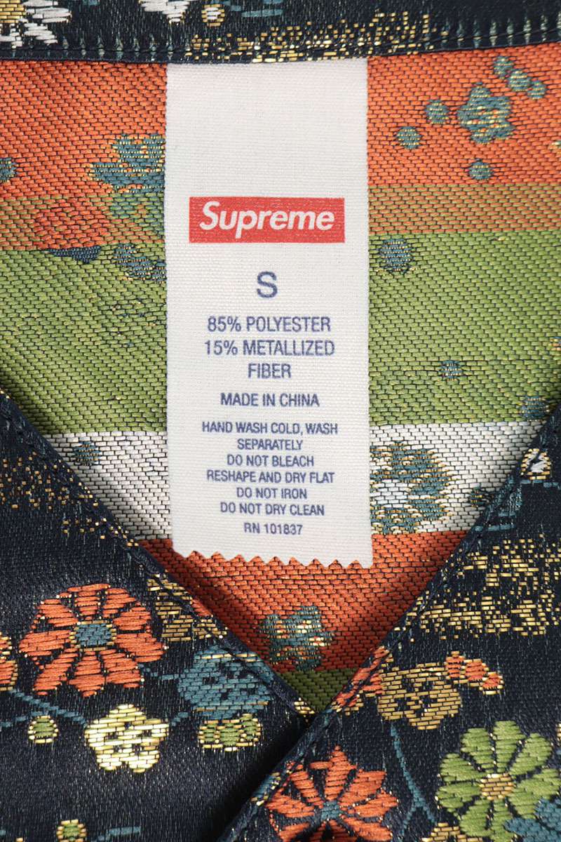 SUPREME 26SS Floral Jacquard Baseball Jersey Black Shirt Size S