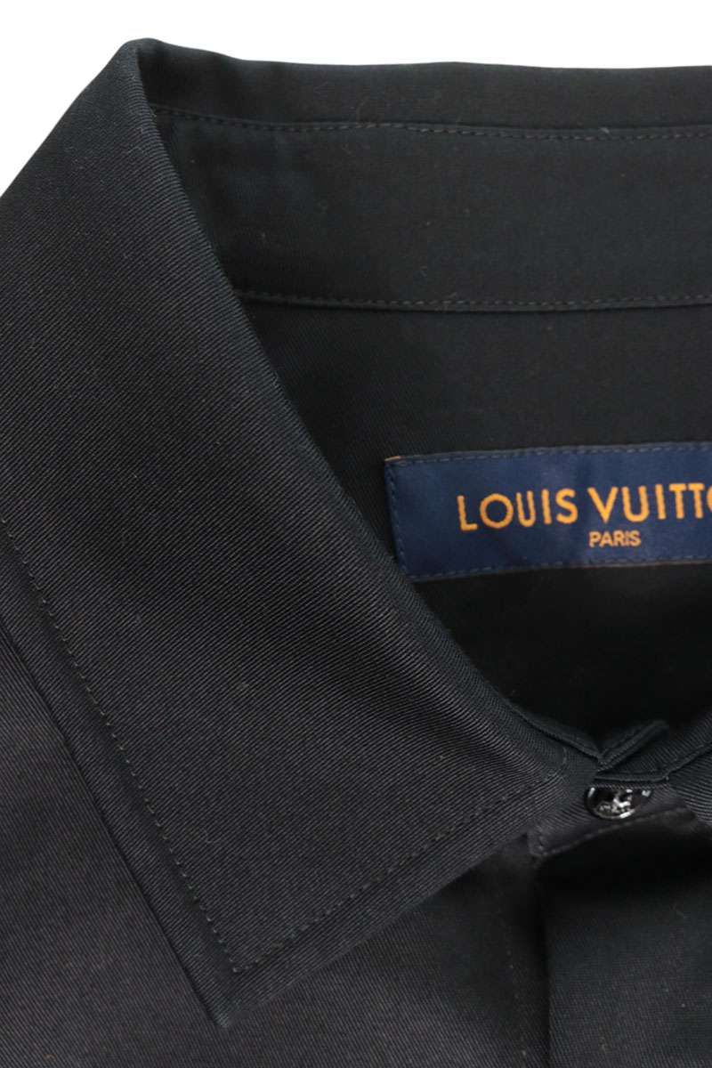 LOUISVUITTON 24AW Flock Cotton Short Shirt Black Size L