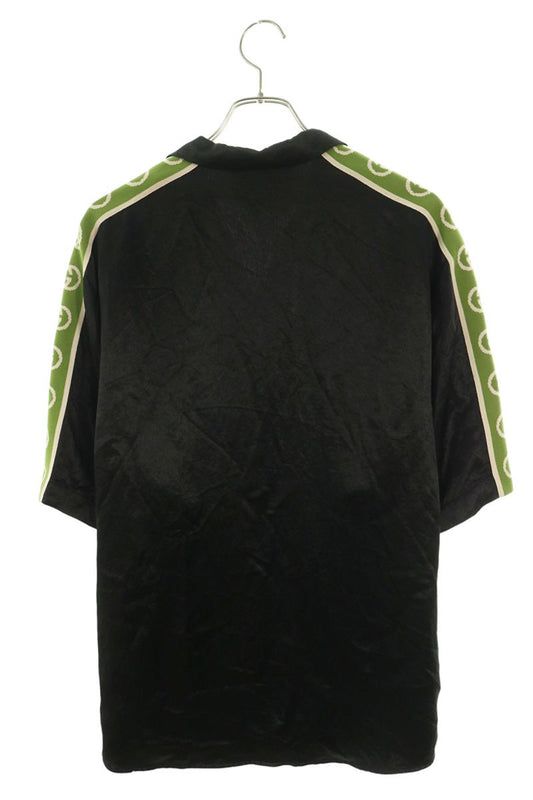 GUCCI Black Tape Logo Vacation Shirt Size 46