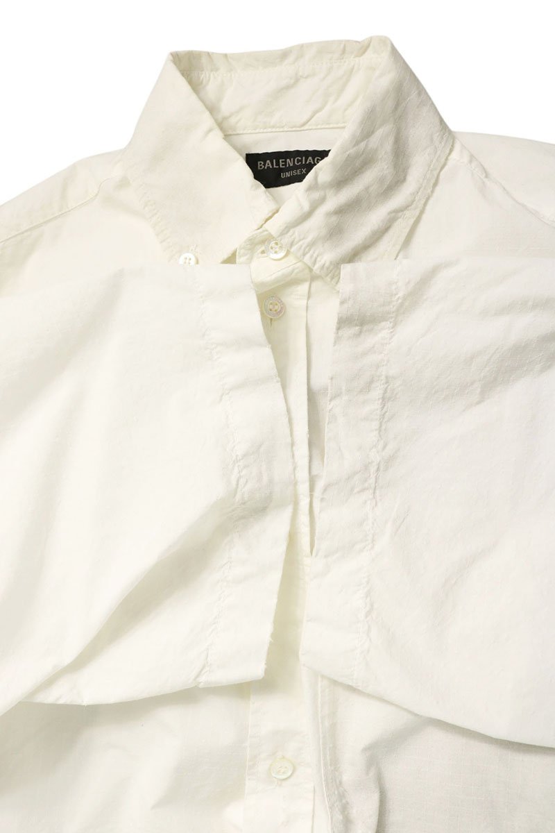 BALENCIAGA Logo Embroidered Oversized Shirt White Size XXS