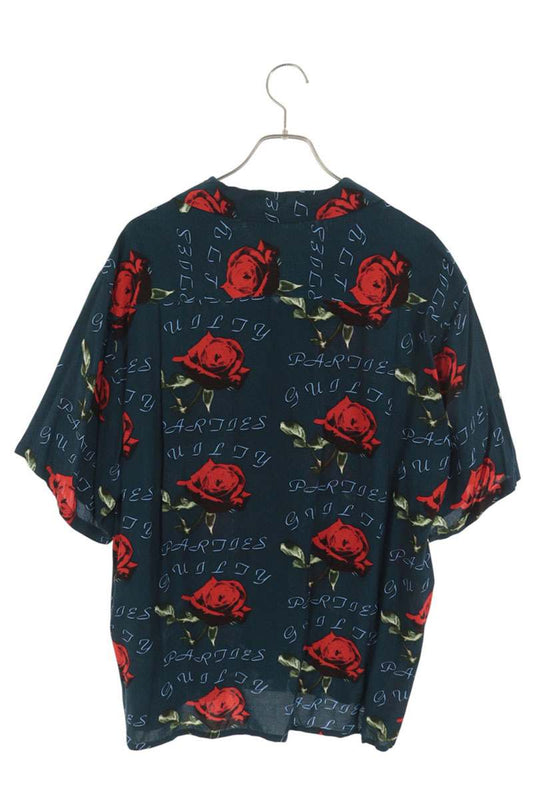 WACKO MARIA All-Over Pattern Rayon Shirt Navy/Red Size L