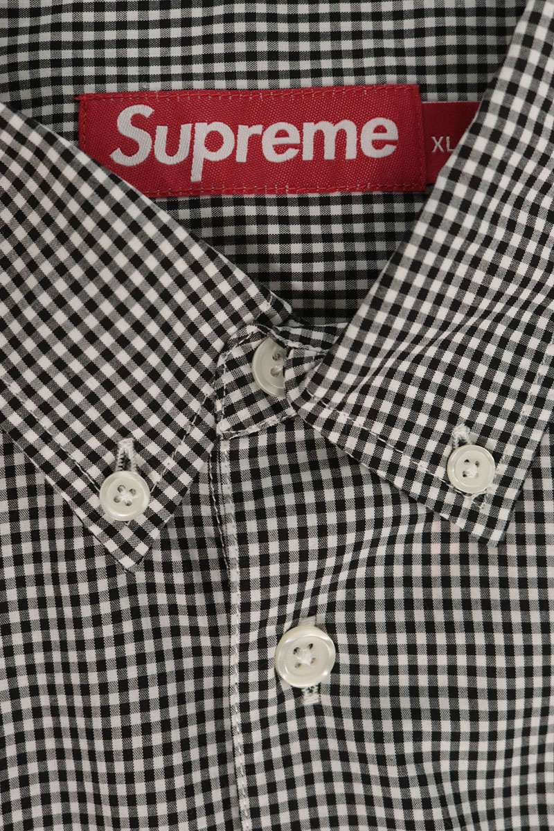 SUPREME 26SS Logo Embroidered Gingham Shirt Size XL