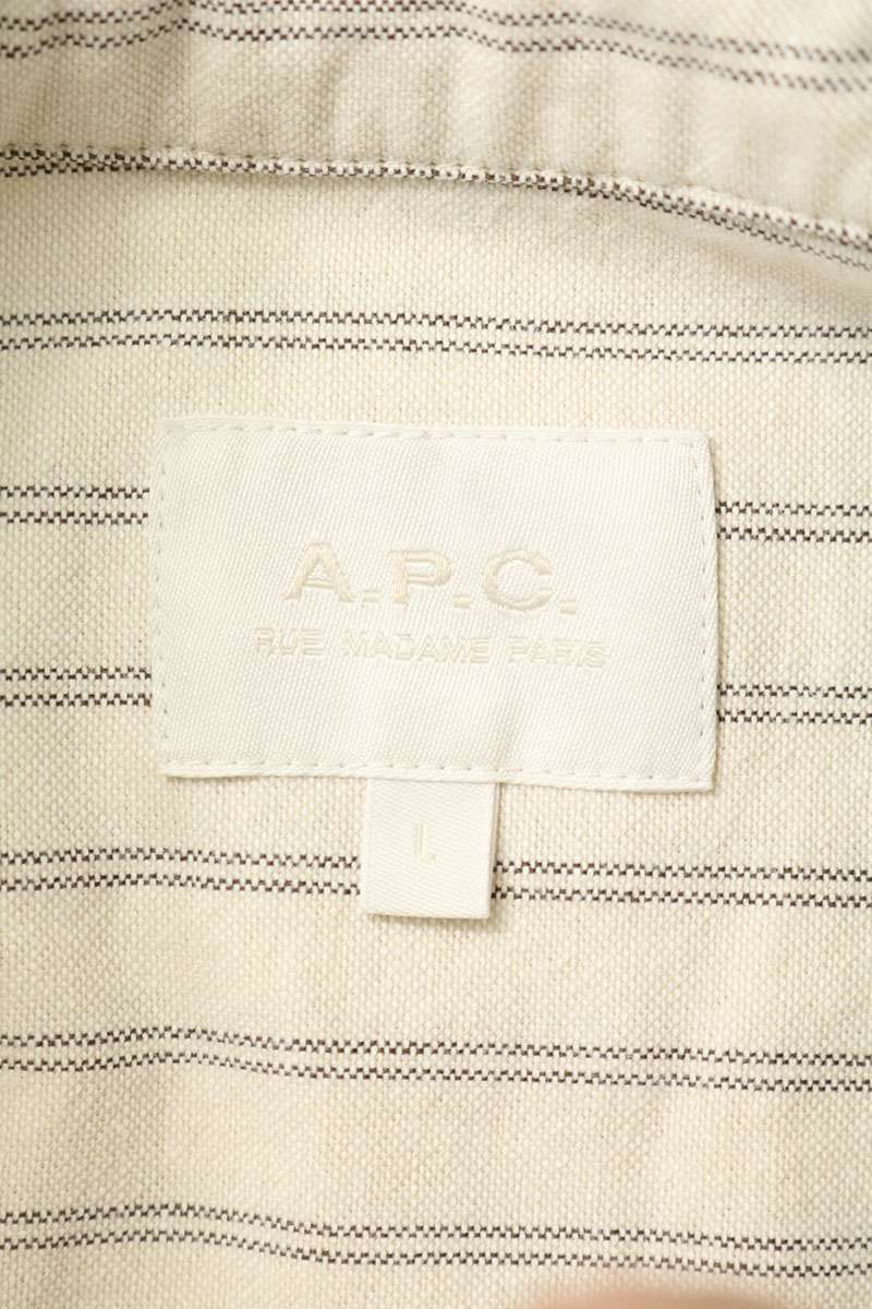 A.P.C. PHIL Logo Embroidered Patch Shirt Beige Size L