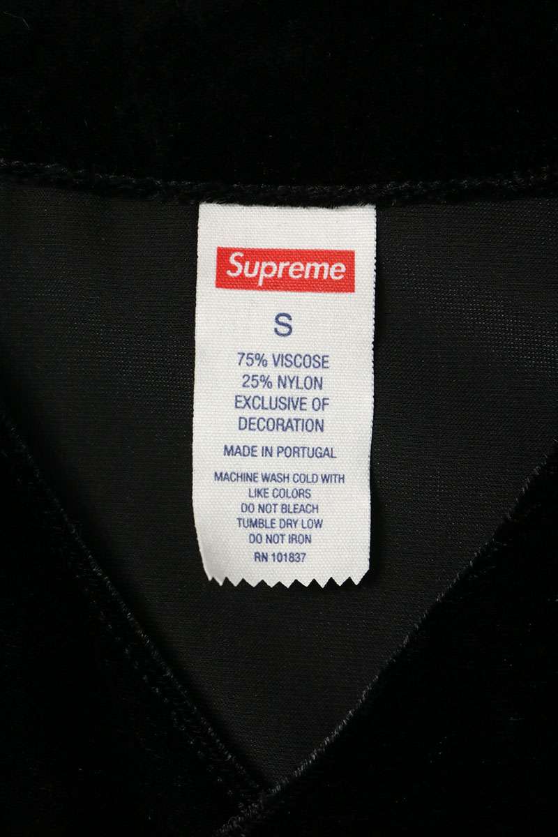 SUPREME 25SS Velvet Baseball Jersey Black Shirt Size S