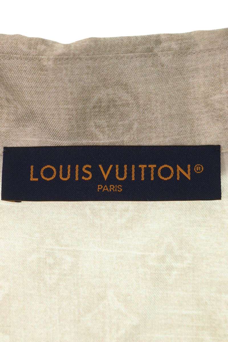 LOUISVUITTON 26AW Monogram Print Silk Shirt Beige Size L