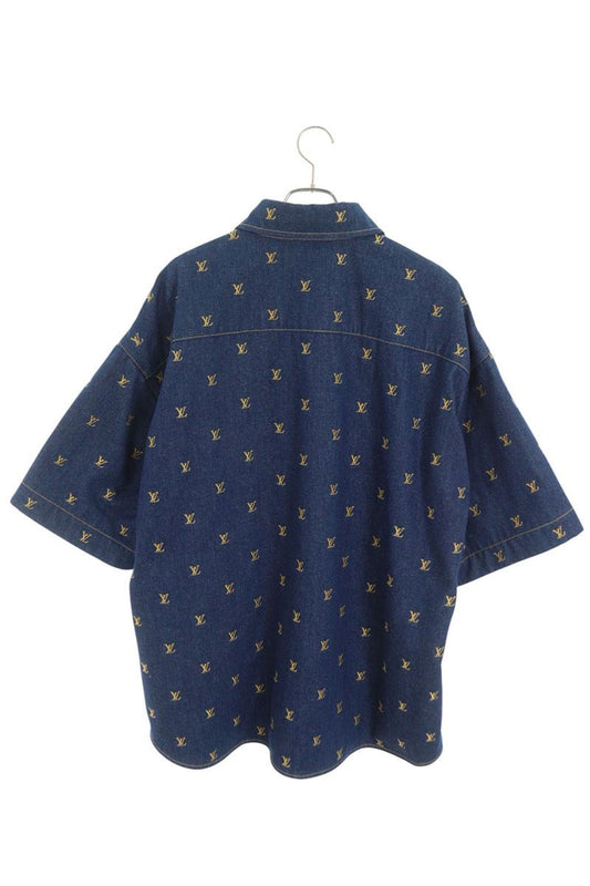 LOUISVUITTON SS24 LV Embroidered Indigo Denim Shirt Size 5L