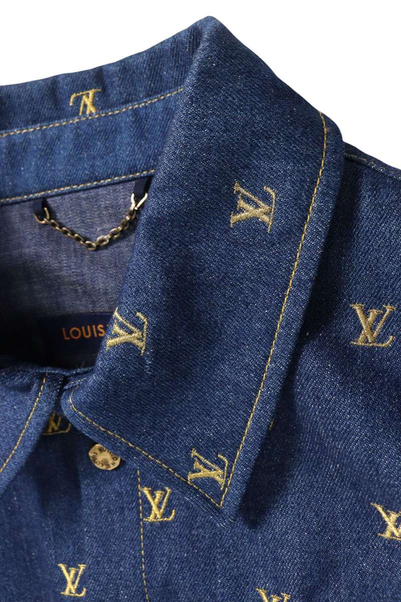 LOUISVUITTON SS24 LV Embroidered Indigo Denim Shirt Size 5L
