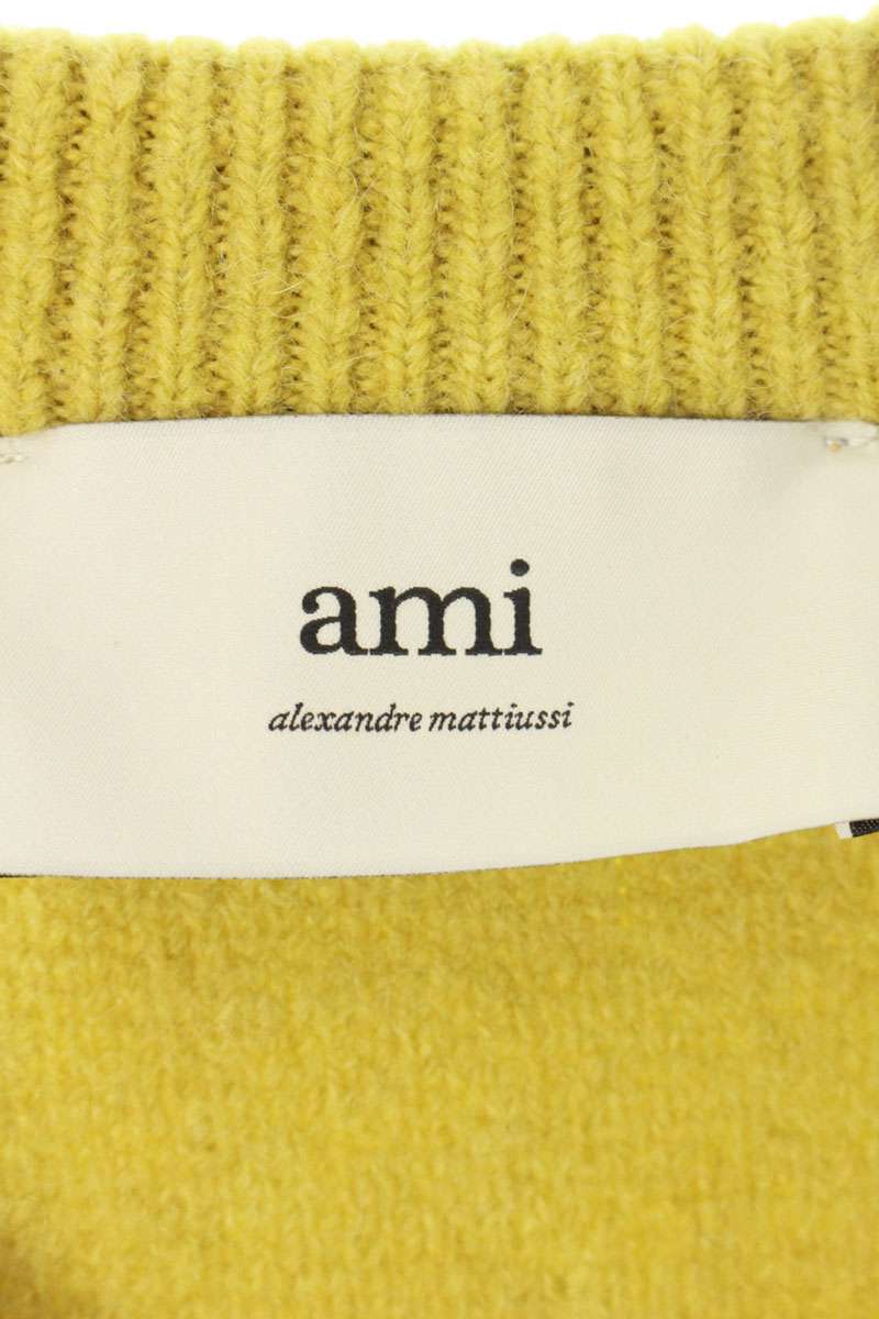 AMI 25AW Embroidered Collarless Cardigan Yellow Size XL