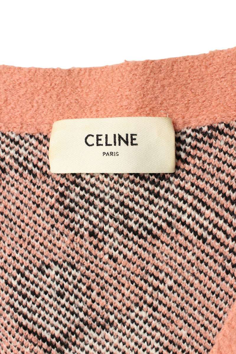 CELINE Brushed Cotton Jacquard Cardigan Pink Size M