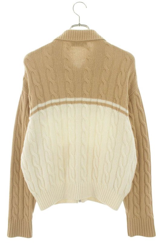 miumiu Cable Knit Zip-Up Cardigan Brown Multi Size 36