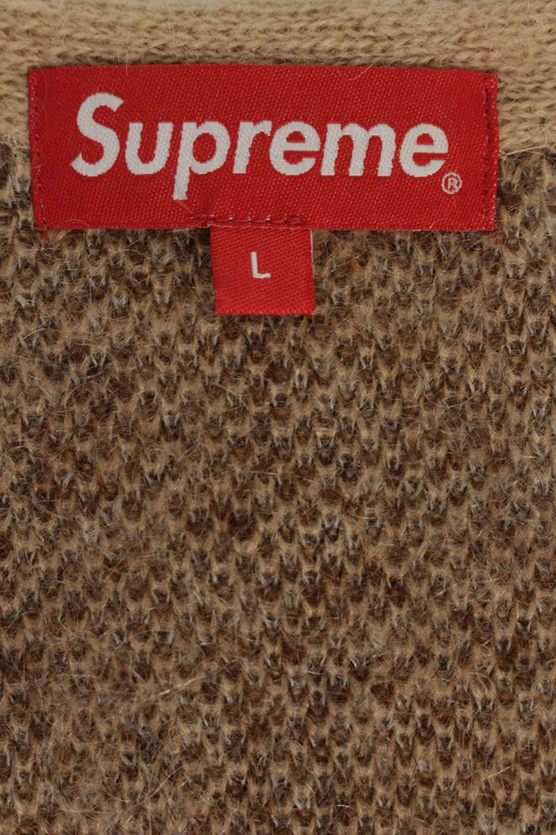 SUPREME 22AW Abstract Stripe Mohair Cardigan Beige Size L