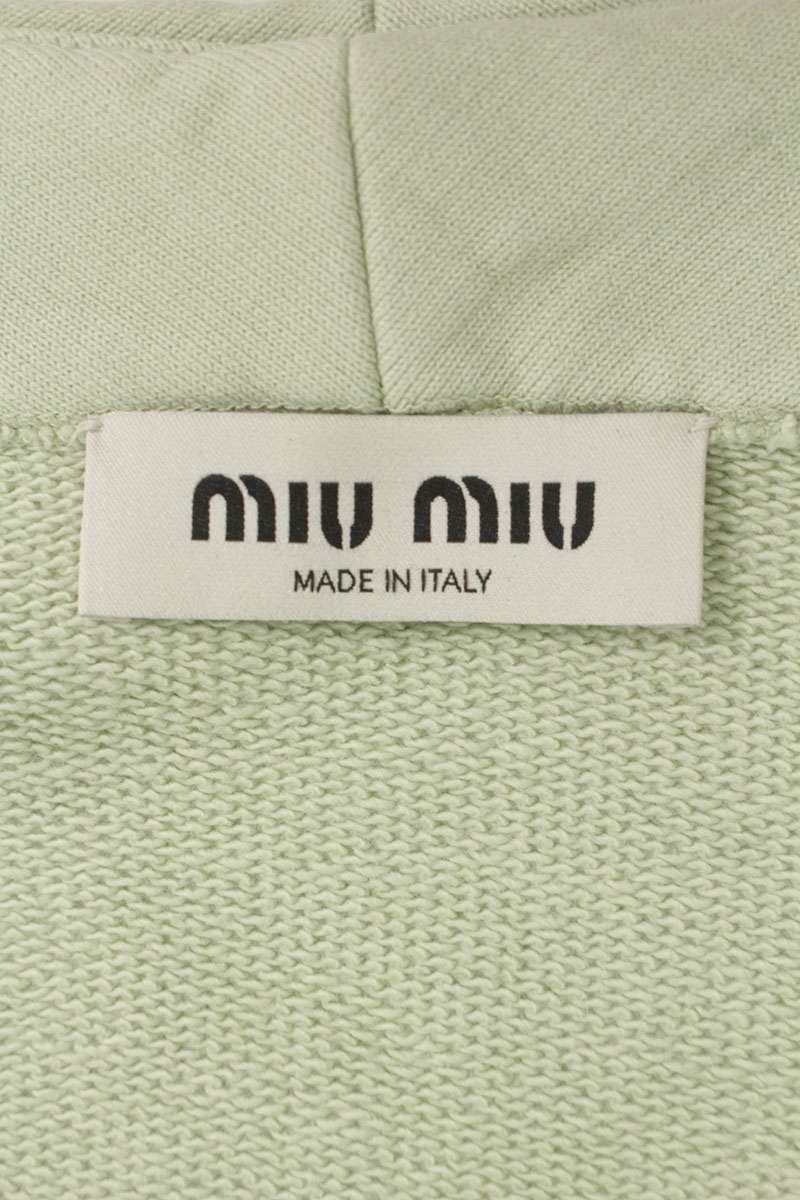 miumiu Distressed Cotton Cardigan Light Green Size XL