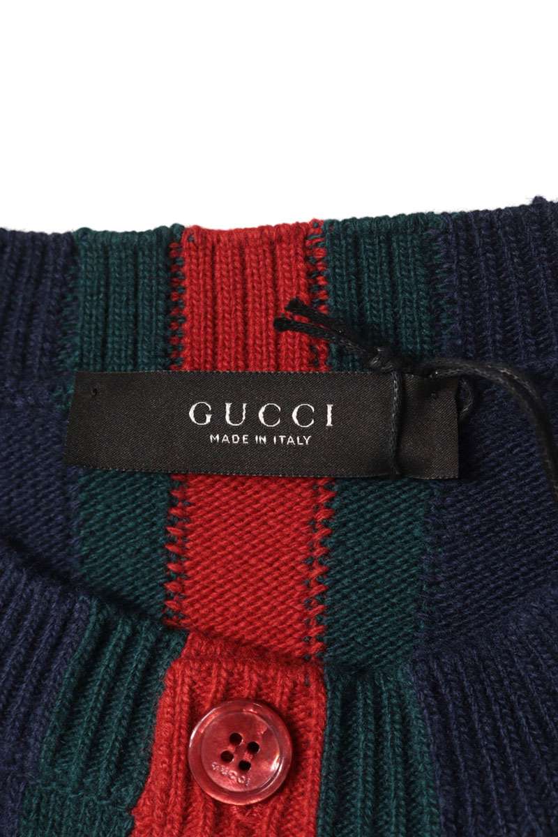 GUCCI SS26 Wool Web Stripe Cardigan Multi Size M