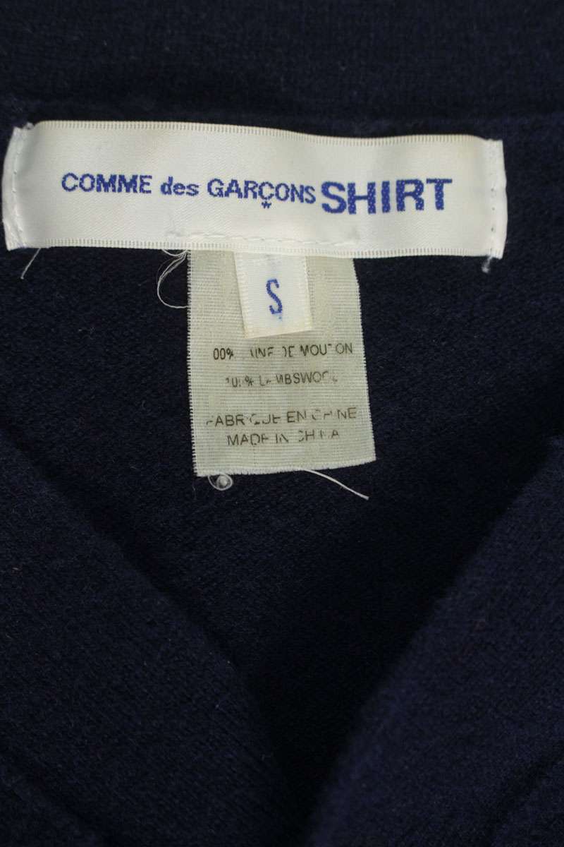 COMME des GARCONS SHIRT Navy Wool Knit Cardigan Size S