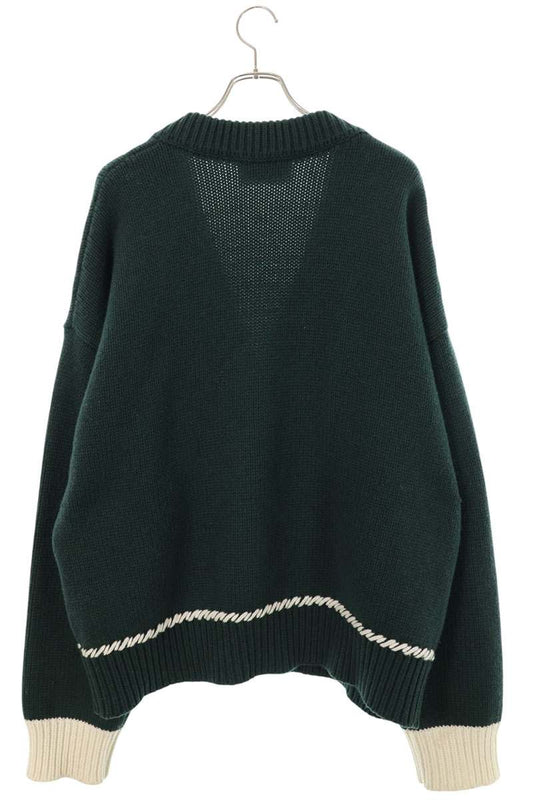 AMI Alexandre Mattiussi A Logo Jacquard Wool Cardigan Size L