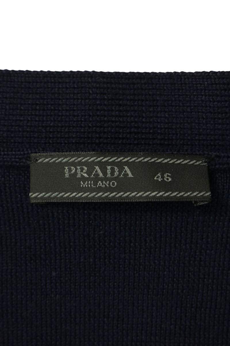 PRADA Nylon Panel Wool Cardigan Navy Size 46