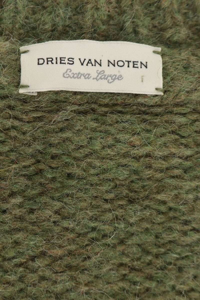 DRIES VAN NOTEN Green Alpaca Wool Pocket Cardigan Size XL