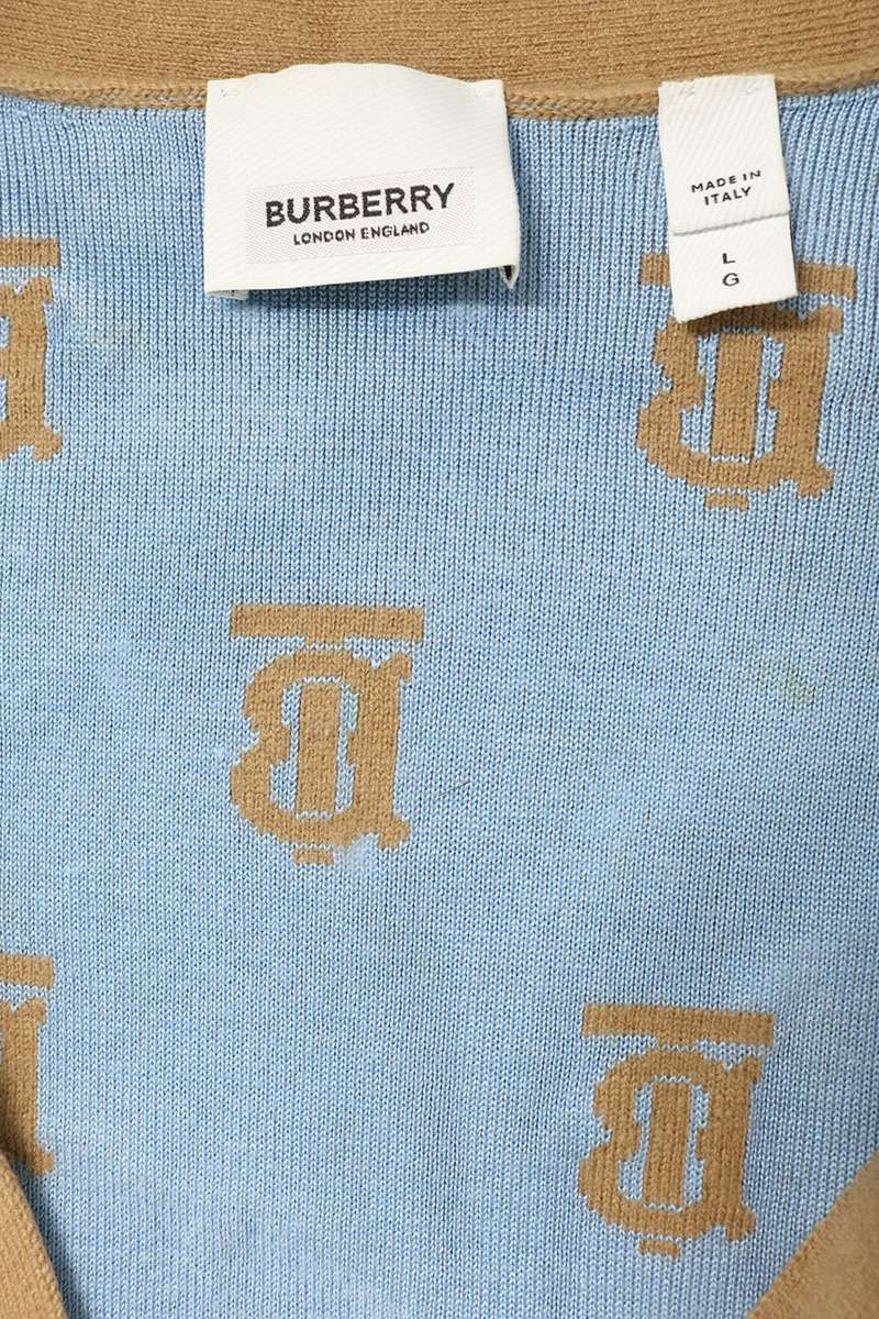Burberry TB Logo Wool Silk Cardigan Brown Size L