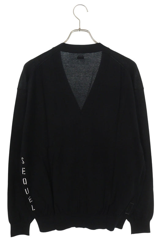 SEQUEL 25AW Logo Print Cotton Knit Cardigan Black Size S