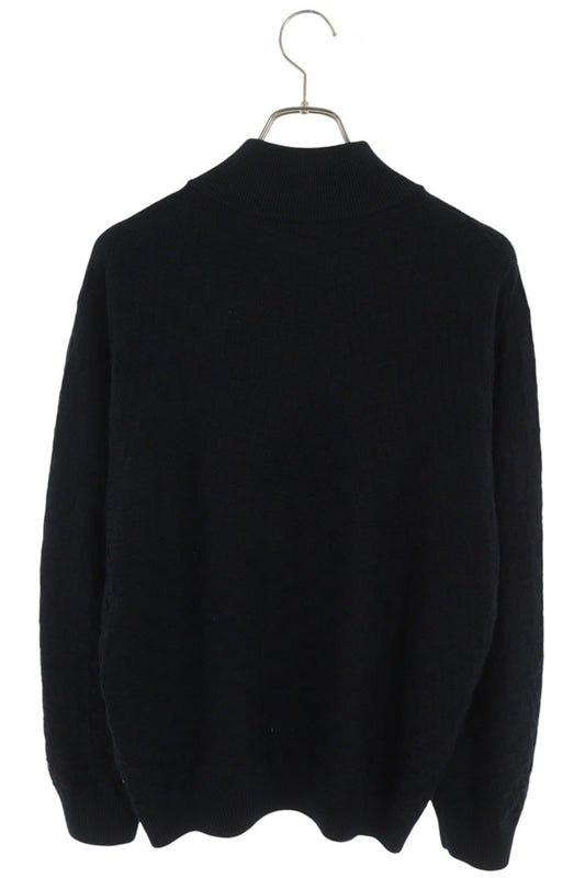 LOUISVUITTON Wool Zip-Up Cardigan Navy Size L