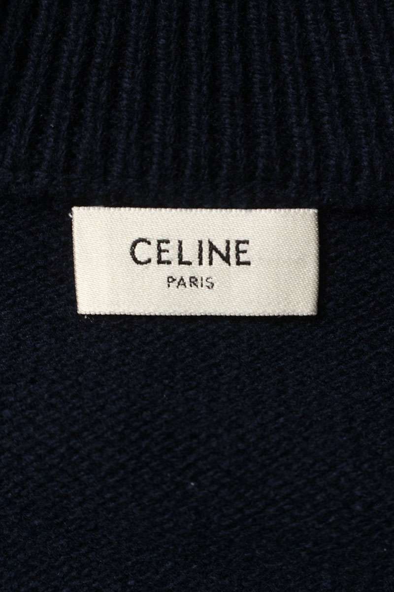 CELINE 25SS Triomphe Wool Cashmere Trucker Knit Navy Size S
