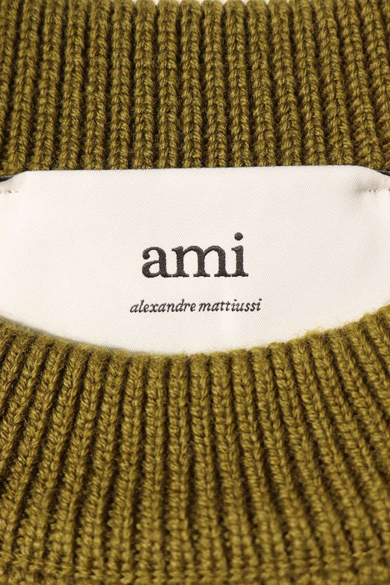 AMI 25AW Embroidered Crewneck Knit Sweater Green x Black Size S