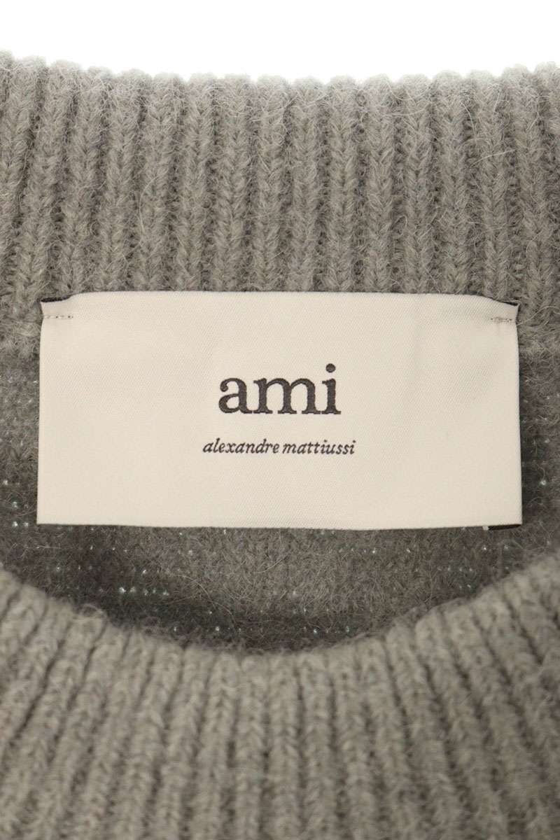 AMI 25AW Embroidered Knit Sweater Gray Size XL
