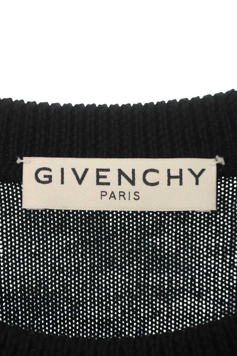 GIVENCHY Logo Design Wool Knit Black Silver Size S
