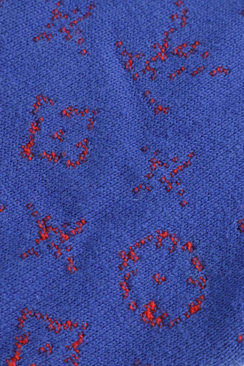 Louis Vuitton 21AW All-Over Print Knit Sweater Blue x Red Size M