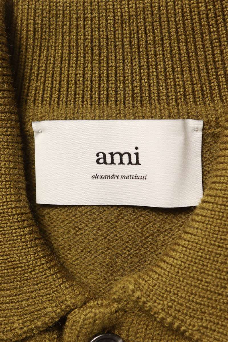 AMI 25AW Embroidered Polo Knit Sweater Green x Black Size M