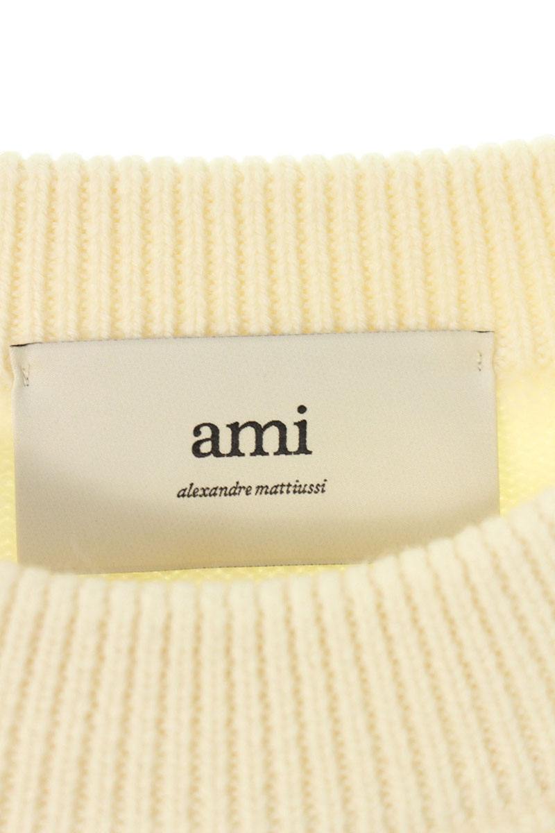 AMI 25AW Embroidered Crewneck Knit Sweater White x Red Size XXL