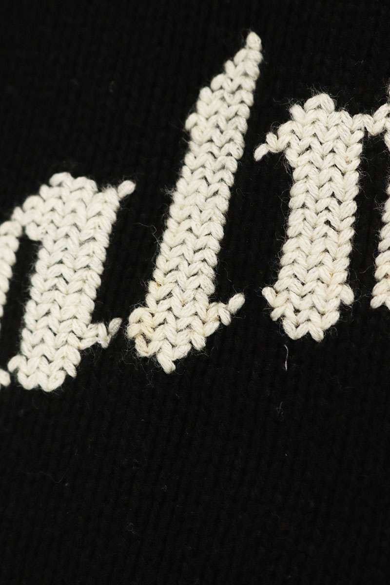Palm Angels Logo Crewneck Wool Knit Sweater Black Size XL