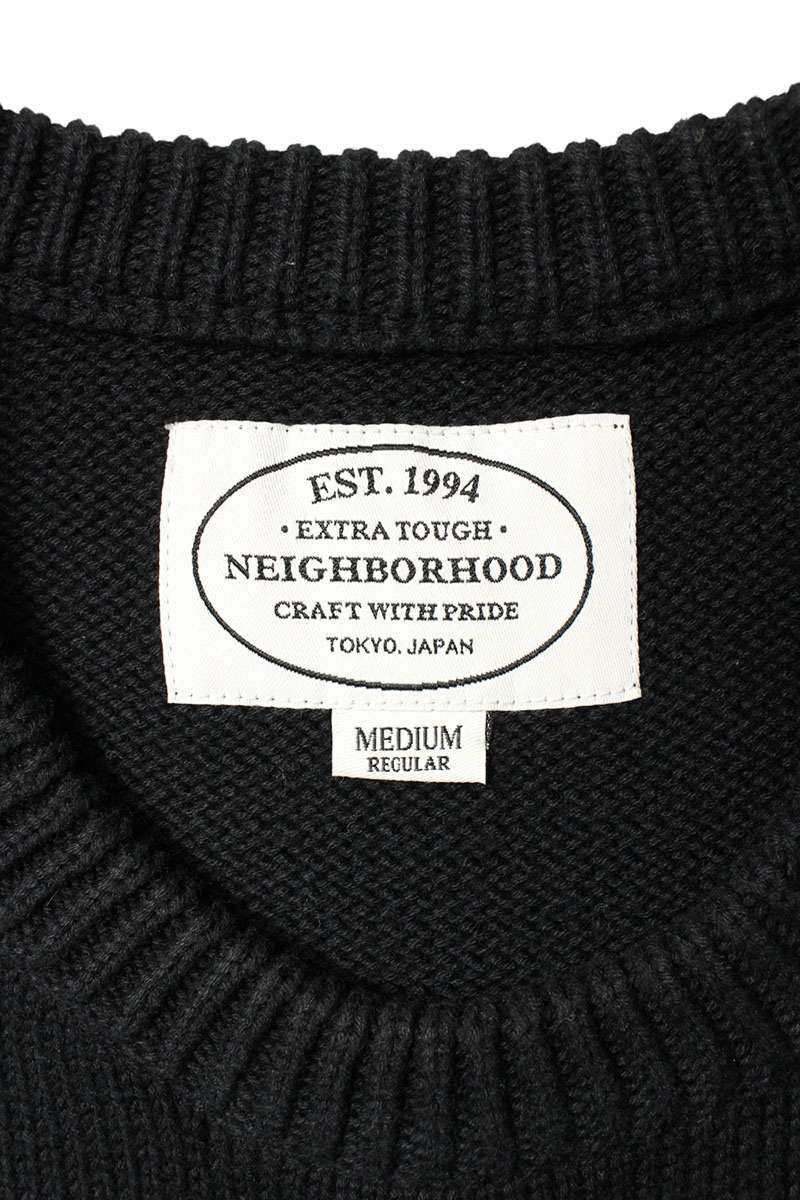 NEIGHBORHOOD Striped Panel Knit Black Navy Size M