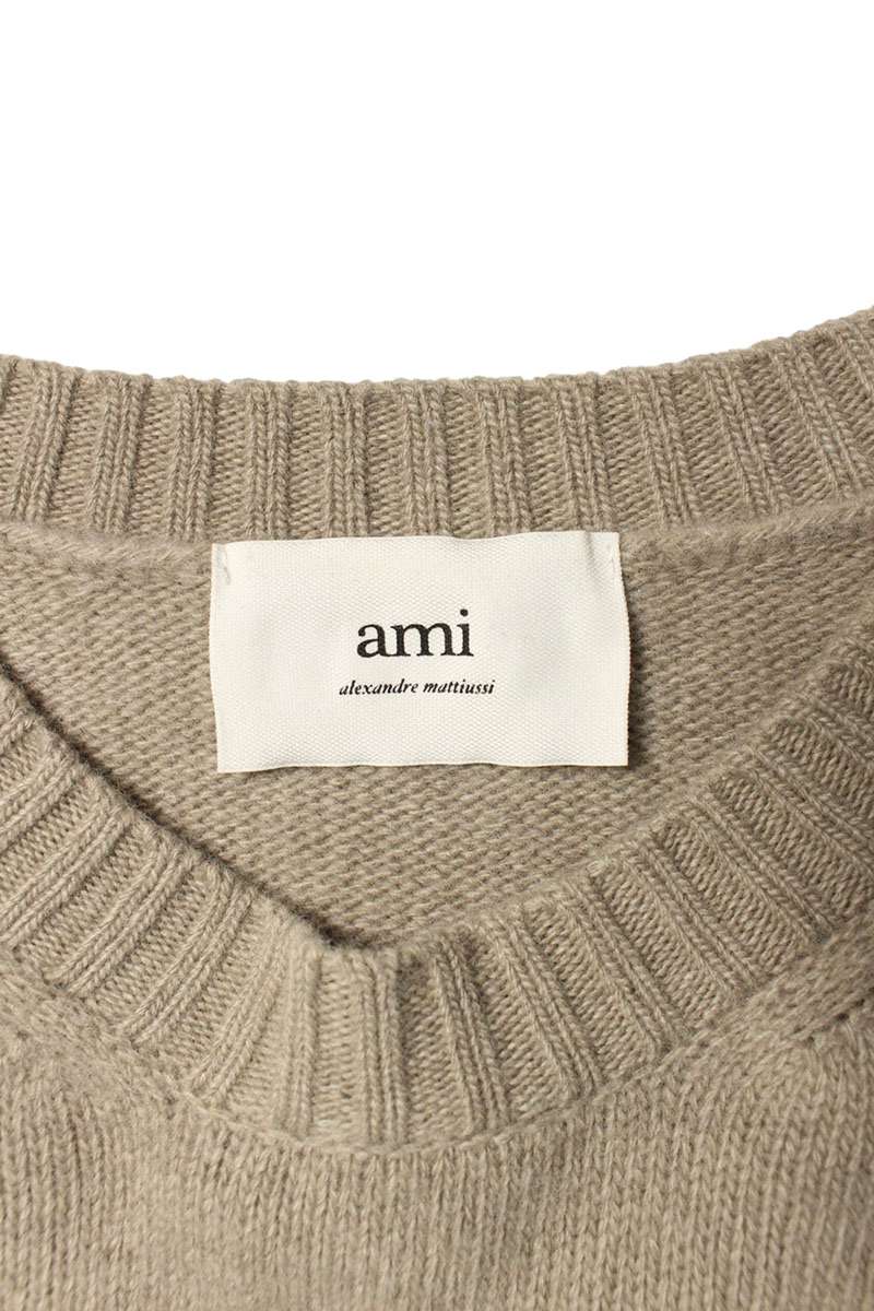 AMI Logo Knit Sweater Beige Size M