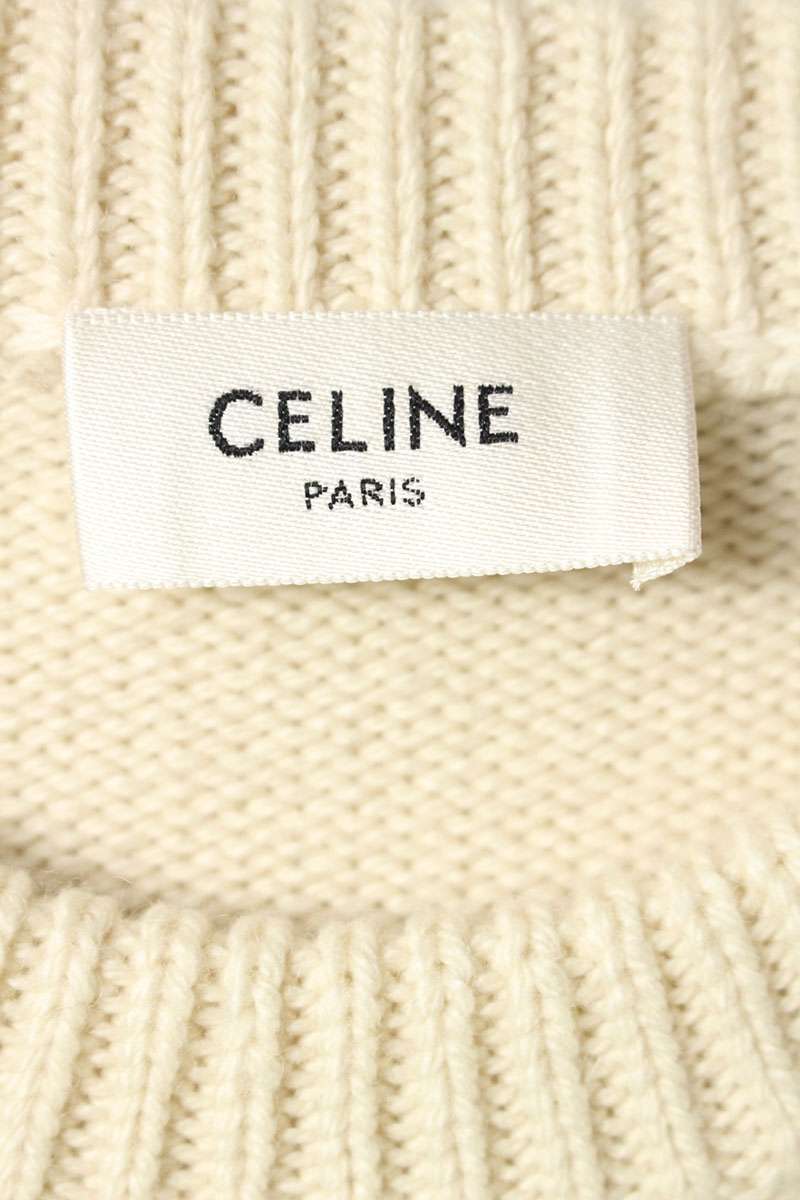 CELINE 26SS Logo Embroidered Cashmere Crewneck Knit Size L