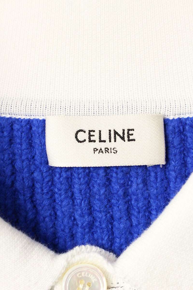 CELINE 25AW Brushed Stripe Cropped Polo Knit Multi Size L