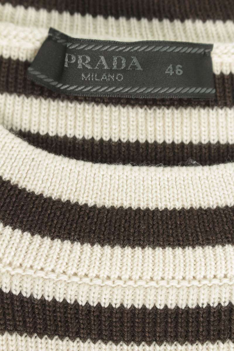 PRADA Logo Embroidered Super Fine Wool Crewneck Multi Size S