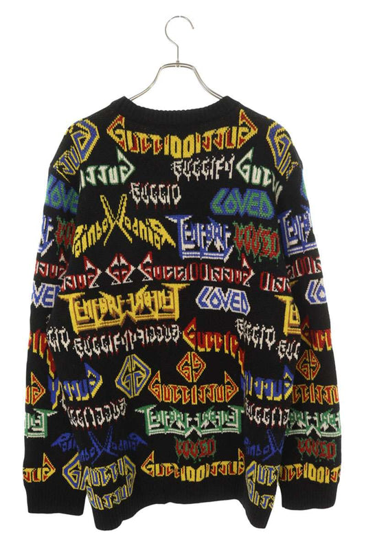 GUCCI Metallic Mix Wool Knit Black Size XL