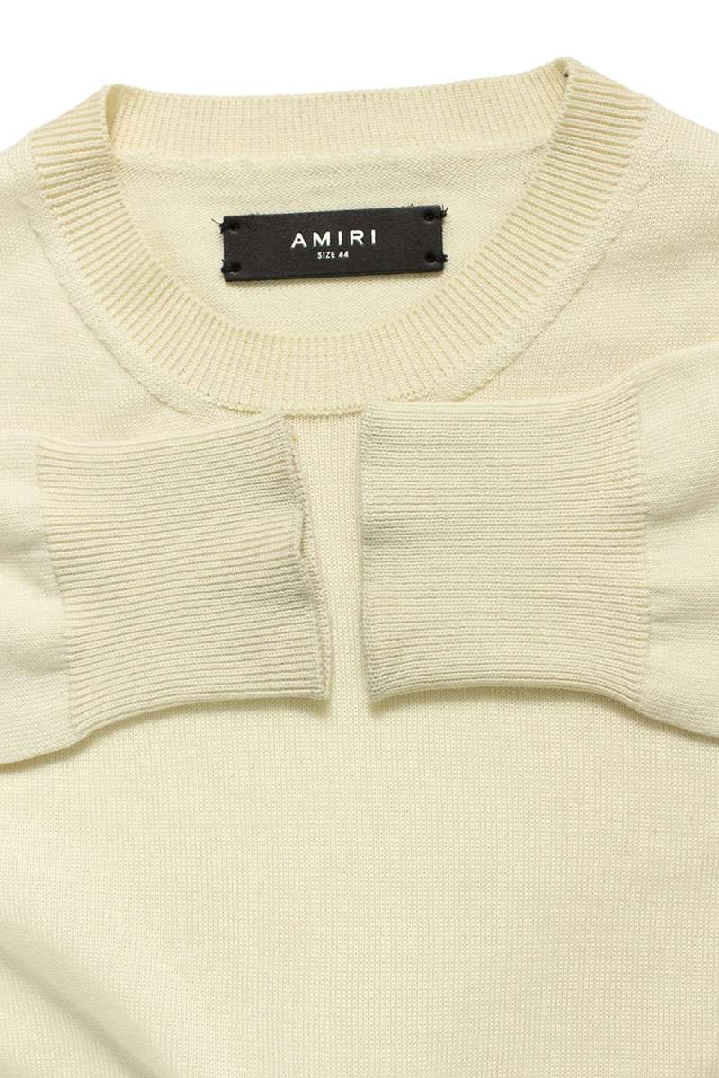 Amiri MA Embroidered Silk Wool Knit Sweater White Size 44