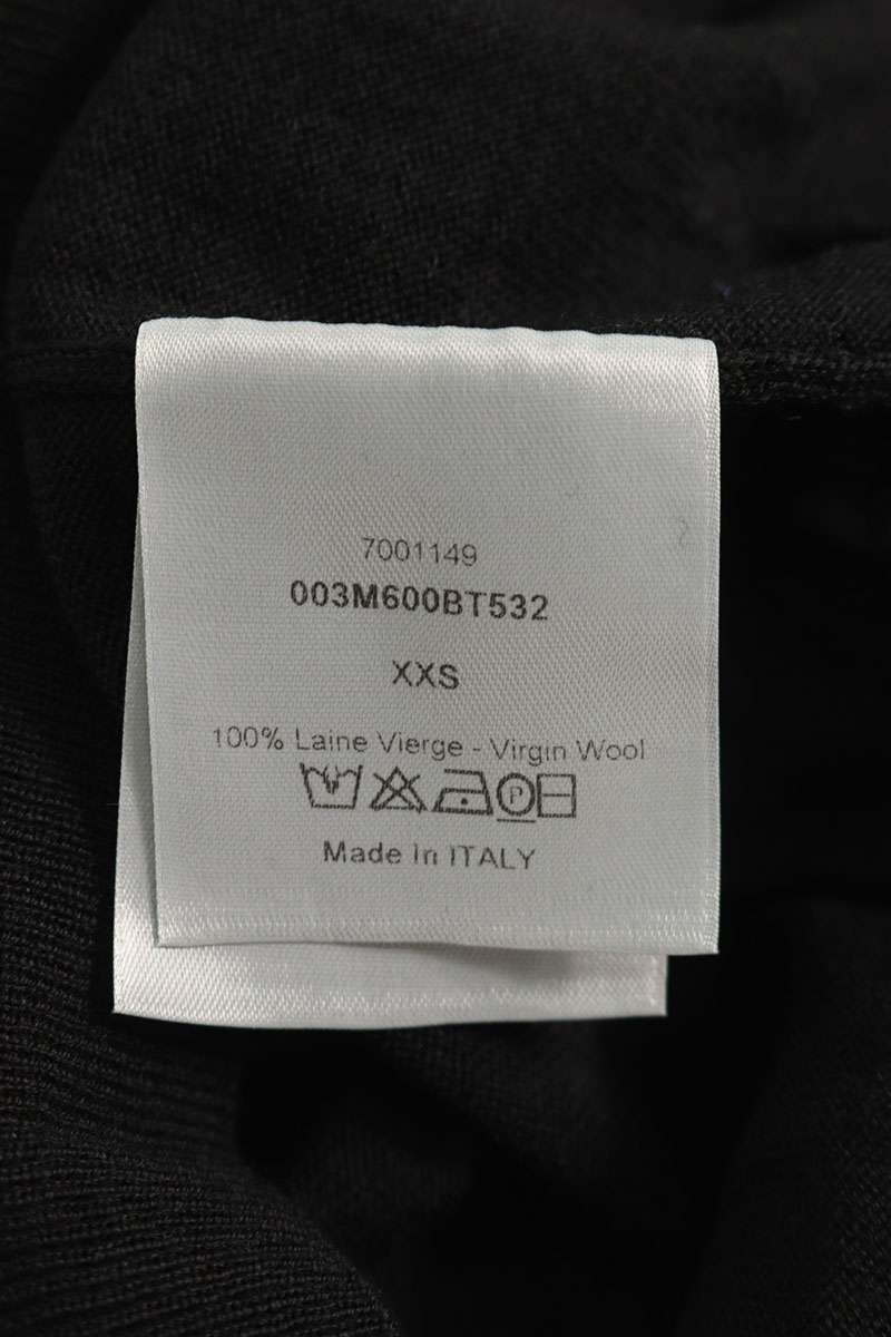 Dior HOMME Black Wool BEE Embroidered V-Neck Knit Size XXS