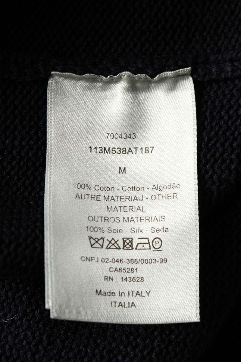 DIOR Navy Oblique Panel Cotton Silk Crew Neck Knit Size M