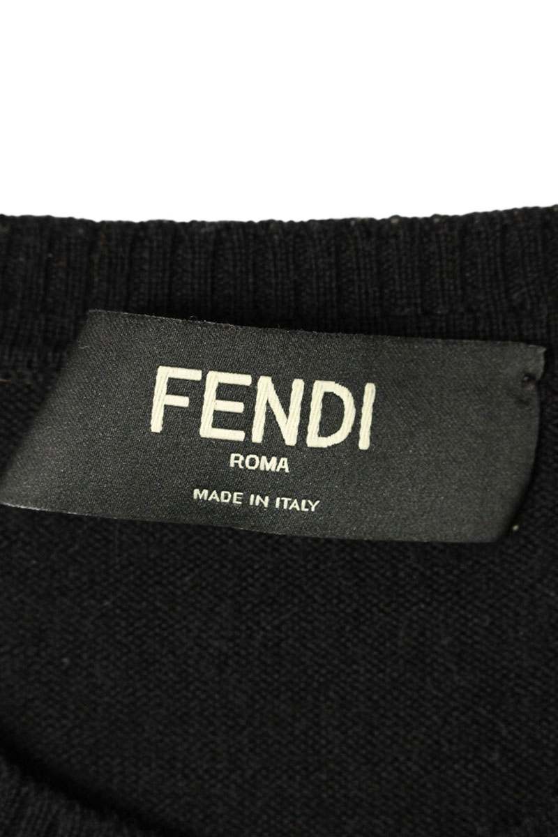 Fendi Logo Knit Sweater Black x Yellow Size 46