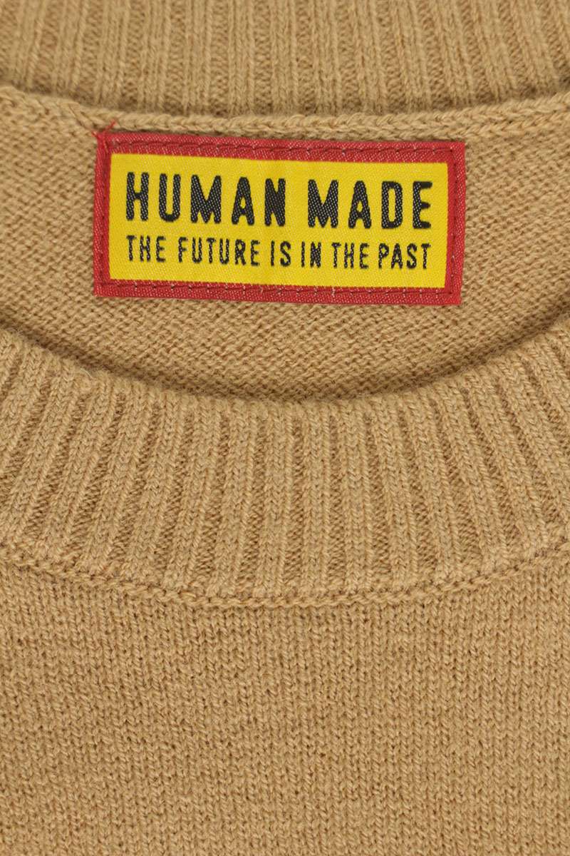 Human Made Logo Patchwork Knit Sweater Brown Size XL