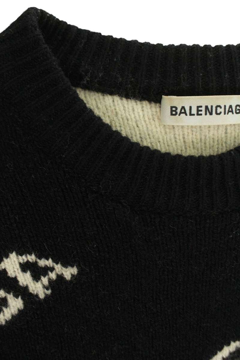 Balenciaga Logo Knit Sweater Black x White Size XS