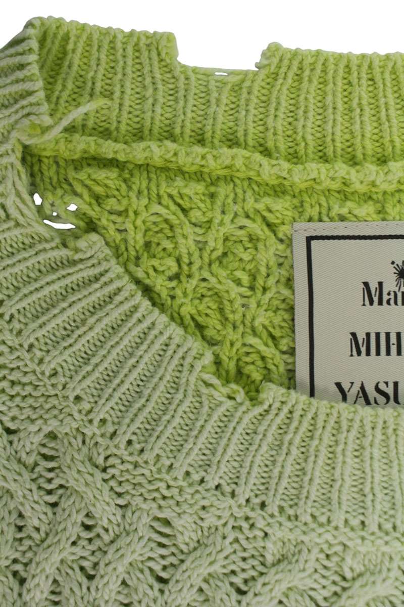 MIHARAYASUHIRO Distressed Cotton Knit Green Size L