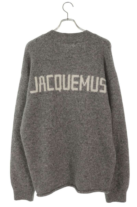 JACQUEMUS Back Logo Alpaca Wool Blend Knit Gray Size L