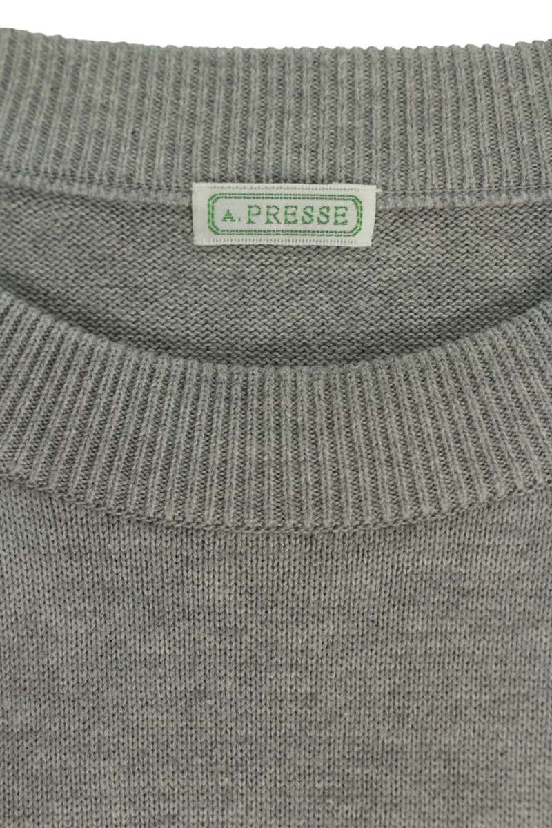 A.PRESSE Cotton Crewneck Knit Gray Size L