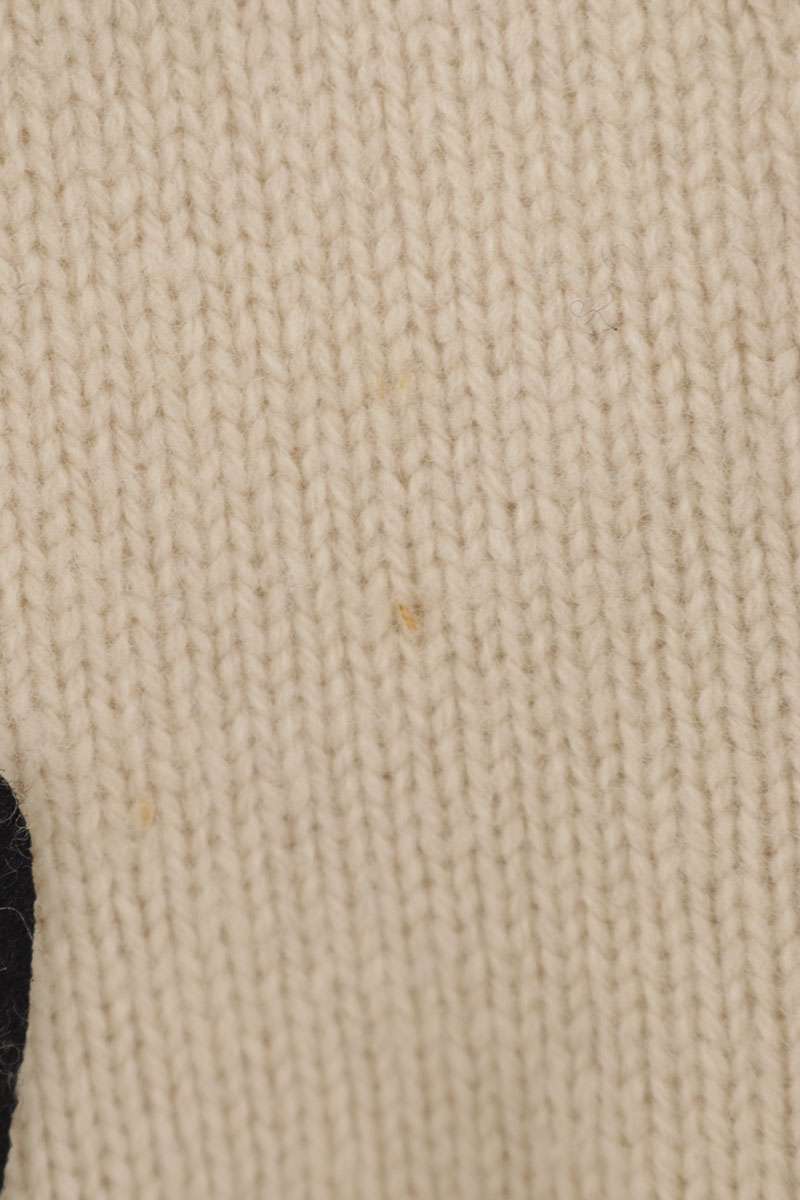 KENZO Patch Applique V-Neck Wool Knit Off White Navy Size XL