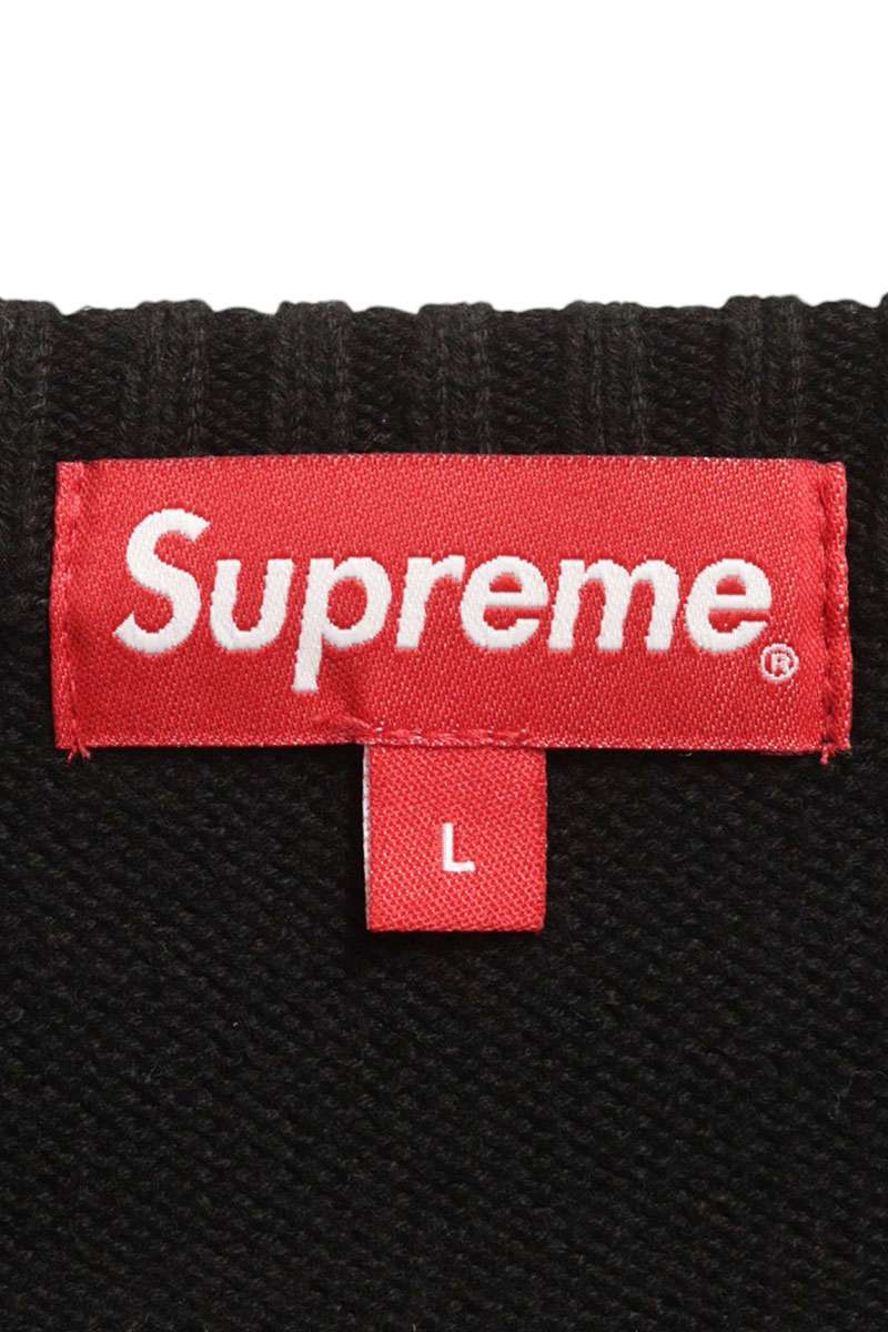 SUPREME 22SS Tonal Paneled Crewneck Sweater Black Size L